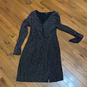 Three Hearts Black Glitter Long Sleeve Dress